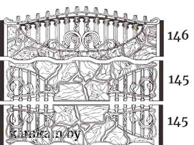 железобетонный забор №10 Луганский камень ажурная, ажурная и ажурная верхняя
